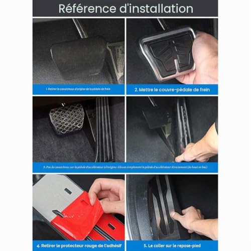 Prodmore Tampon de Pédale, pour BMW 2 3 4 série F22 F23 F30 F31 F34 F32 F33 F36 Automa, pédales de Voiture sans perceuse en Acier Sport Repose-Pieds Frein à gaz Couvercle des pédales – vue 6