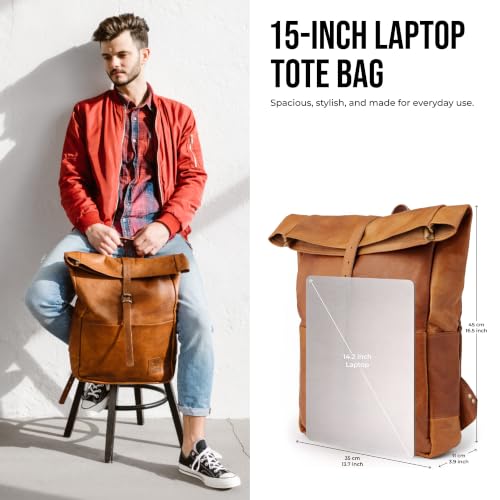 BERLINER BAGS Full Grain Leather Backpack For Men & Women Paris, Brown - Image 6