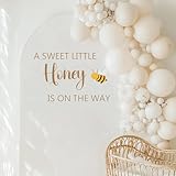 A Little Honey is on The Way Sign Decal for Balloon Arch Backdrop, Large Adhesive Letters Wall Sticker for Honey Bee Themed Party Photo Props Background