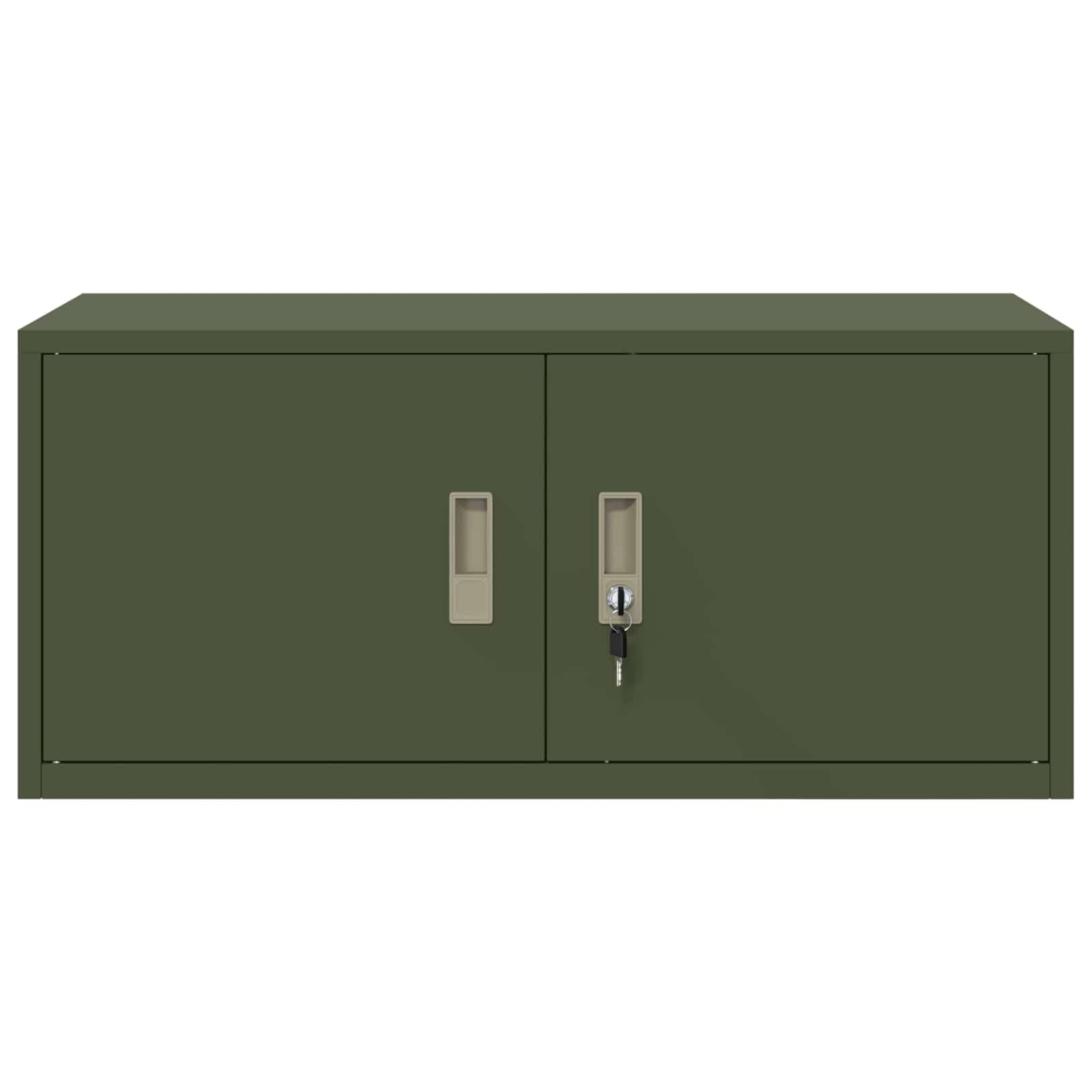 Aufbewahrungsschrank Olive Grün Stahl mit 90 x 40 x 40 cm, abschließbare Tür, ideal für Büroorganisation und Dokumentenaufbewahrung, korrosionsbeständig, vielseitig nutzbar