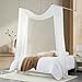 Bed Canopy for Girls & Adults, King to Twin Sizes - White Tulle Canopy Bed Curtains with Frame, 59