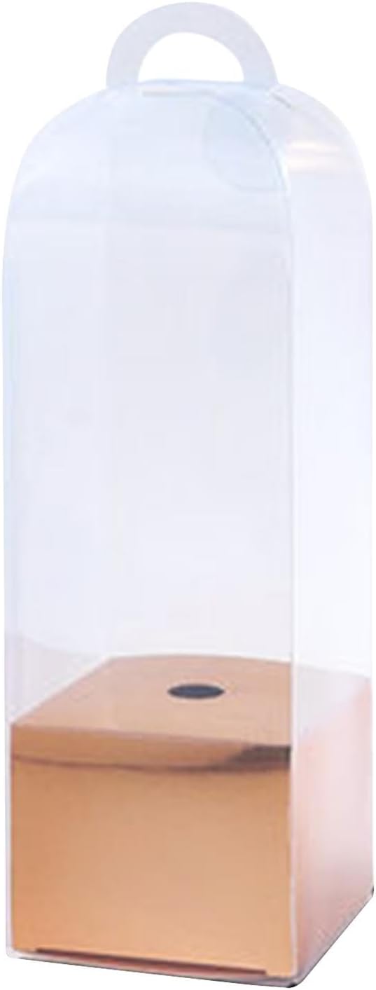 rockible 10x Flower Gift Boxes Single Rose Flower Box Empty Bag Florist Retail Shop Packaging Clear Flower Packing Boxes for Anniversary Party Favor, Rose Gold