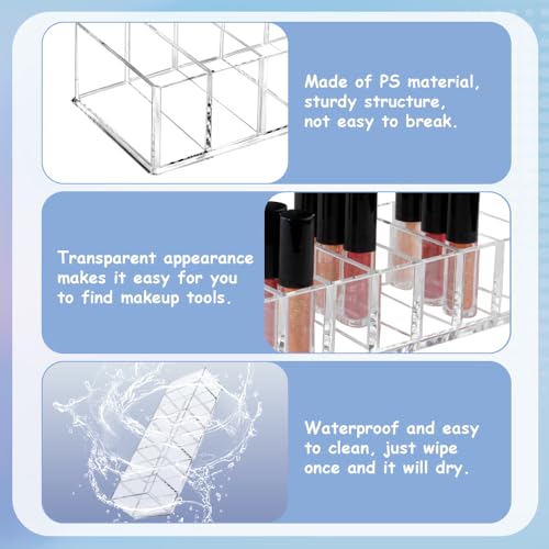EUIEUT 2 Pcs Detachable Makeup Organiser 8 Compartments Acrylic Cosmetic Storage Tray Clear Drawer Organizers Case Desk Jewelry Display for Eyeshadow Cosmetic Lipstick Nail Polish - Image 3