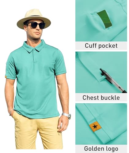 Image of ZITY Mens Polo Shirt Short Sleeve Sports Tactical T-Shirt Athletic Golf Polos Daily Casual Stylish Collared Shirts for Men