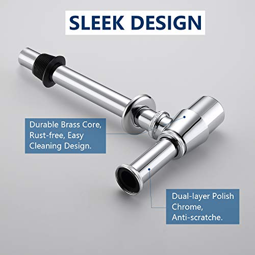 GORDEE Bathroom Basin Sink Bottle Trap Waste Pipe 1-1/4 inch Slip Inlet Drain Tube Kit, Lavatory Adjustable Basin Sink Waste Drain P-Trap Kit, General US Standard, Brushed Smooth Chrome - Thumbnail 3