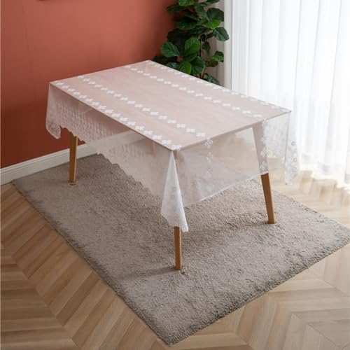 Nappe de table fleurs brodée dentelle avec élégante bordure - 5