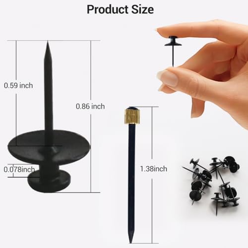 Image of VINIUSIKI Picture Hanging Kit, 50 Pieces Wall Nails with Spirit Level, Black Steel Hardware for Frames Up to 20 lbs