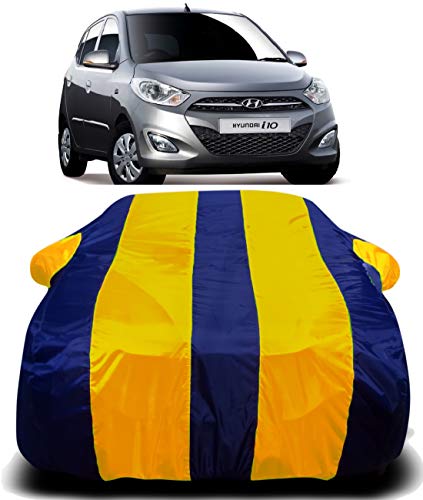 Image of Waterproof Car Cover with Ultra Surface Body Protection (Yellow Stripes) (Hyundai i10)