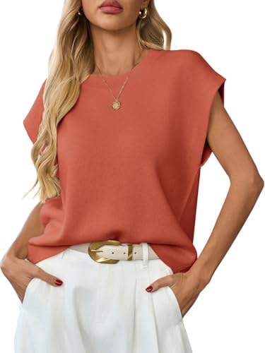 Image of GREAIDEA Womens Sleeveless Sweater Vest Crewneck Cap Sleeve Knit Tops Trendy 2026 Summer Spring Business Casual Shirts