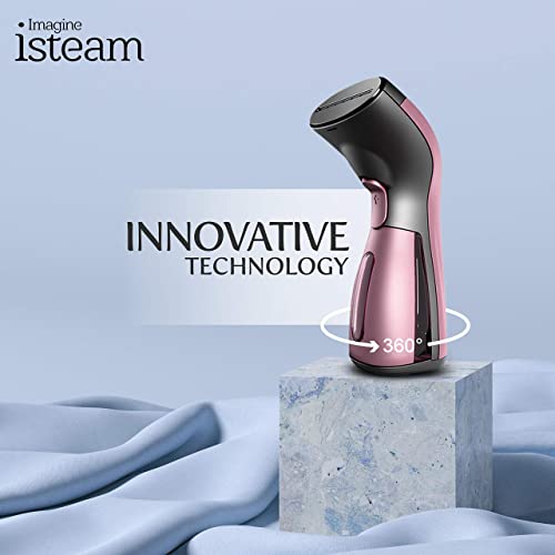 Isteam Steamer For Clothes [New Technology] Powerful Dry Steam. Multi-Task: Fabric Wrinkle Remover- Clean- Refresh. Handheld Clothing Accessory. For All Kind Of Garments. Home/Travel (Pink) #TOP4