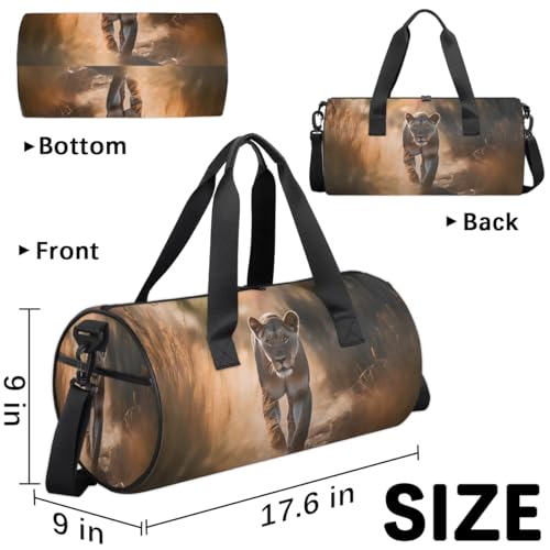Travel Duffel Bag African Lion Sports Gym Bag for Womens Mens, Waterproof Weekend Overnight Bag Lightweight Carry on Bag for Airplanes Yoga Dance Beach Swim Hospital Holdalls,A-17093