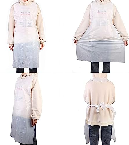 LATRAT Einweg-Schürzen, wasserdicht, schmutzabweisend, Kunststoff, für Erwachsene, Kinder, Malen, Kochen, 100 Stück, Milchweiß, 80 x 120 cm, 60*95cm (pour les enfants), 80*120cm
