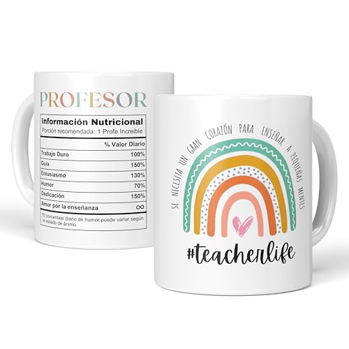 LA CASA DE LAS TAZAS® Detalles Únicos para Profes - Regalo Original Profesora - Taza Profesor - Regalos Maestra Infantil - Regalo Teacher (Diseño 1)