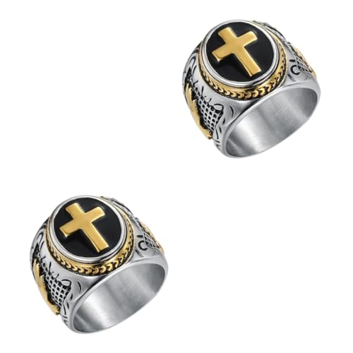 Bague et collier crucifix homme en acier inoxydable pour look motard et rock quotidien
