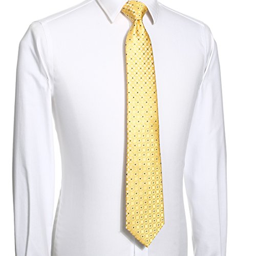 Kissties Lucky Coin Necktie Black Dot Gold Yellow Wedding Tie + Gift Box #TOP2