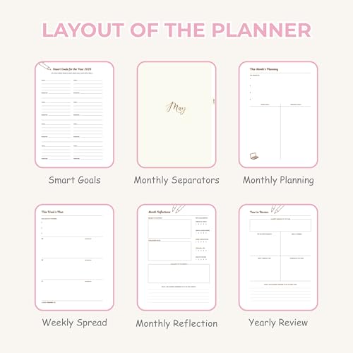 Image of Planner with Bookmark | Planner Set Includes A5 Journal (22x17 cm) 228 Pages | 120 GSM | 250+ Stickers | Bookmark with Cover Box (The Midnight Bloom Edition, Aesthetic Series)