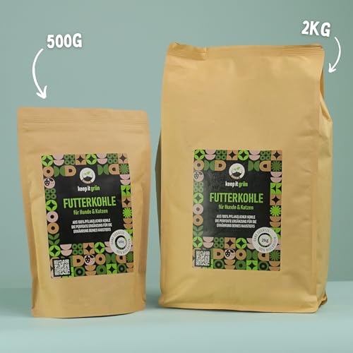 Futterkohle für Hunde (2000g) – ohne Zusätze | von keep it grün | perfekte Körnung zur Futterbeigabe | kann Schad- und Giftstoffe binden | rein pflanzlich