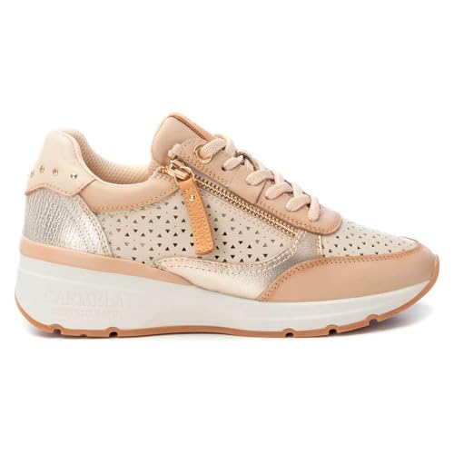 Carmela Para Mujer. 16228101-BEIGE Zapatillas De Piel 162281 Beige (39), Plano, Cordones, Cremallera, Casual - 3