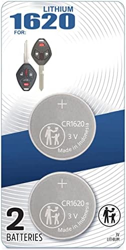 (2 Pack) CR1620 1620 Remote Key Fob Replacement OEM Original Battery for Mitsubishi (Bundle with Tool) for case Shell 2006-2015 Eclipse Galant Lancer Endeavor Outlander Mirage (3 or 4 Button Fobs)