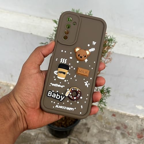 Image of Outlouders Back Cover for Realme 6 / 6i | 3D Cartoon Bear Cute Fun Silicone Full Body Protection Bumper Case (Brown)