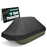 Tegnero Pond Boat Cover for 8-10 ft Pond Prowler & Bass Raider Boats, Heavy Duty 1200D Oxford Fabric, Waterproof, UV-Resistant, Windproof Elastic Hem, Seam-Sealed Construction, Black