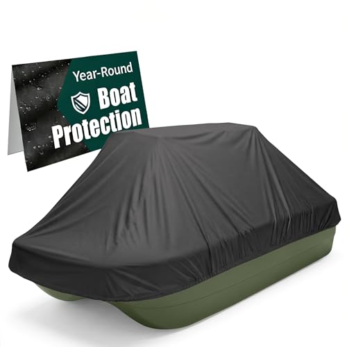 1200D Pond Boat Cover for 8-10ft Pond Prowler & Bass Raider Boat,Black