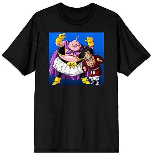 Majin Buu & Mr. Satan Dragon Ball Z Mens Black Short Sleeve Graphic Shirt-XL