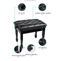 TEmkin Banc de Piano avec Pieds élégants en Fer à Cheval, Banc de Clavier, Tabouret de Piano, Hauteur réglable de 10 cm, 58 x 41 x 48-58 cm, Noir - Les Beatles, Paul McCartney, John Lennon, RIngo Starr, George Harrison TEmkin Banc de Piano avec Pieds élégants en Fer à Cheval, Banc de Clavier, Tabouret de Piano, Hauteur réglable de 10 cm, 58 x 41 x 48-58 cm, Noir – Image 3