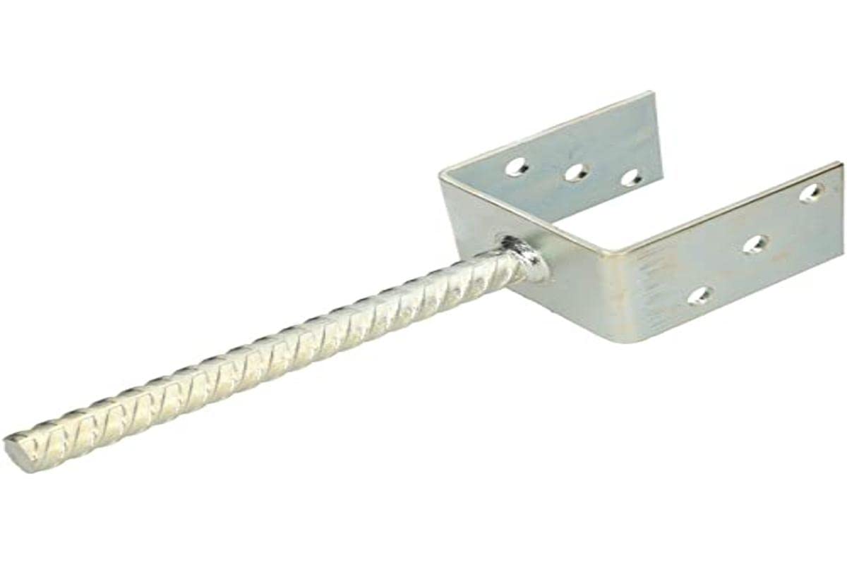 KOTARBAU® U Post Base - for Concrete - Galvanised Steel - 91 mm (3.58 Inches) - Silver - Fence Post Support - Pillar Support
