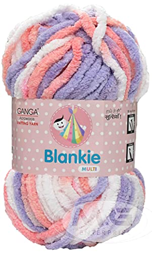 Image of Ganga Knitting Yarn Thick Chunky Wool, Blankie Baby Purple 200 gm Best Used with Needles, Crochet Needles Wool Yarn for Knitting, with Needle. by Ganga Z
