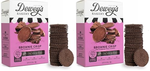 Image of Dewey's Bakery Brownie Crisp Moravian Cookie Thins, Bakery Fresh with Real Simple Ingredients, Low Calorie Snack, No Artificial Flavors, Synthetic Colors or Preservatives, 9oz (Pack of 2)