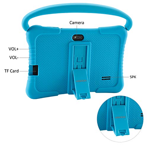 7 inch Kids Tablet PC Case, Silicone Cover with Handle and Kickstand Compatible with TOPELOTEK 7, HENGKE 7, Dragon Touch Y88X Plus, Tagital 7 T7K, Contixo Kids Tablet K2 K3 Q88 (Blue) - Thumbnail 3