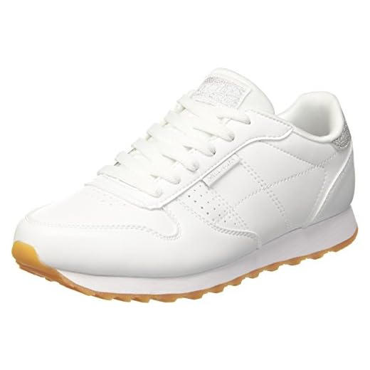 Skechers OG 85-Old School Cool, Zapatillas Mujer, Multicolor (Wht Black Duraleather/Silver Glitter Trim), 39 EU
