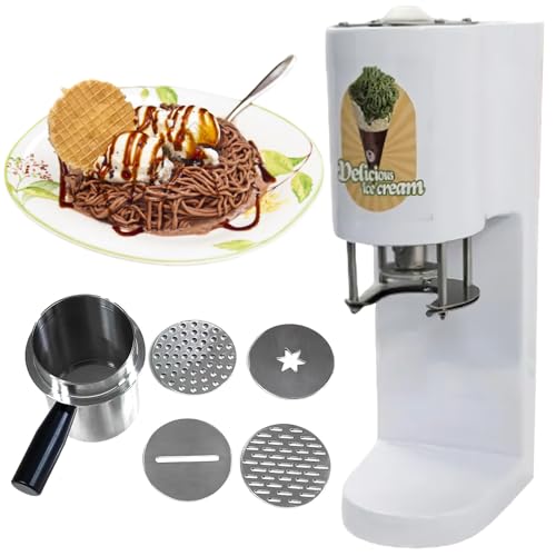 twostronking 80 W Elektrische Maquina De Helado, Kommerzielle Eismaschine Mit 4 Austauschbaren Formen, 0,42 L Edelstahltrichter, 28–30 L/H, Geeignet Für Dessertläden, Cafés Und Restaurants