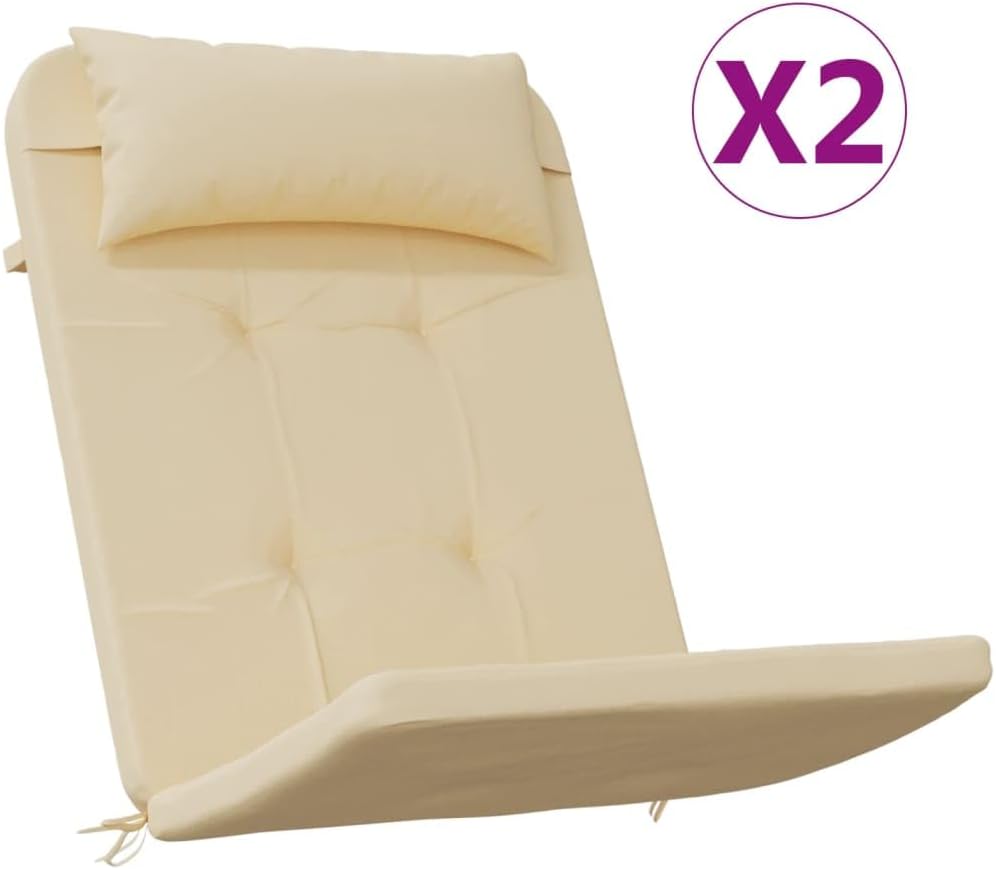 2 pcs Adirondack Chair Cushions, High Back Outdoor Rocking Chair Cushion, Indoor/Outdoor - Patio Chair Replacement Cushions, Beige Oxford Fabric, -524