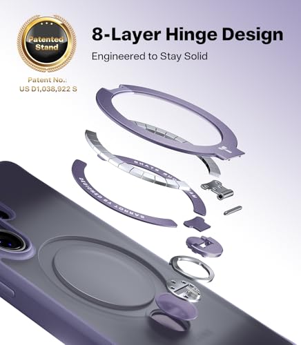 Image of TORRAS Q3 Spin for Samsung Galaxy S26 Ultra Case, 360 Magnetic Stand, Compatible with Magsafe, Slim S26 Ultra Case with Kickstand, Aesthetic for Women, Translucent Frosted Purple
