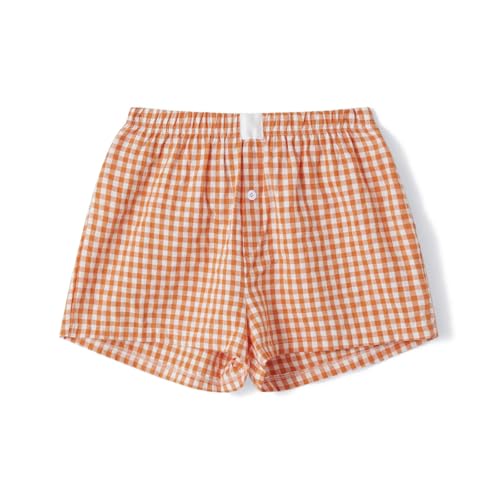 Image of Y2k Women Gingham Boxer Shorts Low Rise Micro Pajamas PJ Sleep Short Pants Plaid Sleepwear Sleeping Lounge Bottoms
