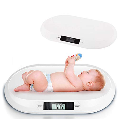 JUEYAN Pèse-bébé électronique Balance Digitale jusquà 20 kg avec grand écran numérique LCD pour enfants, nourrisson, animaux pesant 55x32cm blanc