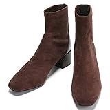 velour stiefel braun Blockabsatz: 5 cm C.PARAVANO Stiefeletten Damen Braun Velour I Sock Boots I Boots Damen I Wildleder Stiefeletten Schwarz I Stiefeletten Elegant Braun mit Absatz (Braun C3,38)