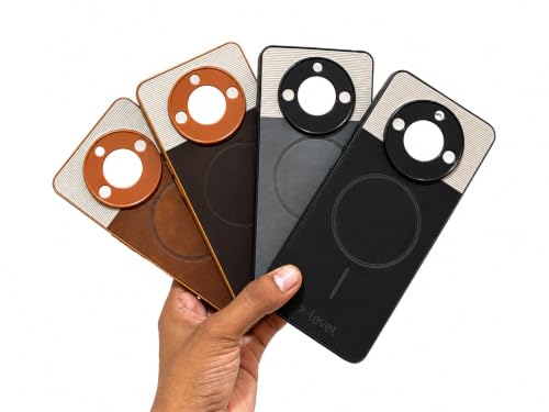 Image of Bintage Dual-Leather 2in1 Phone Case| Soft Touch Finish | Full Camera Protectection Back Cover Compatible for Realme RMX3741 / 11 Pro+ 5G - White & Nut Brown