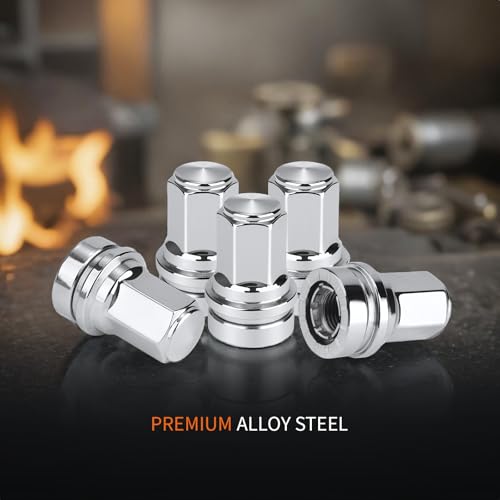 Image of F250 Lug Nuts, 32 Pcs M14x1.5 One-Piece Design Chrome Lug Nuts for 2017-2026 Ford F250 F350 Super Duty, HCPZ-1012-B HCPZ-1012-A