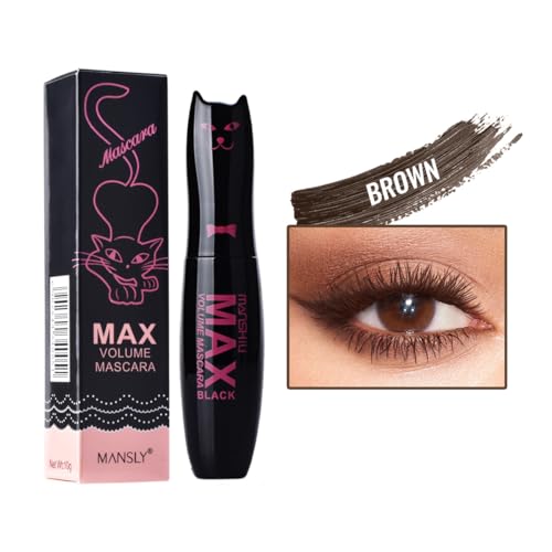 Mascara Volume Mascara Brown-Volumising and Lengthening Long-lasting Smooth Waterproof Smudge-proof Conditioning Lashes, Long False Lash Effect Mascara Volumising Fragrance Free Eye Makeup - Image 3