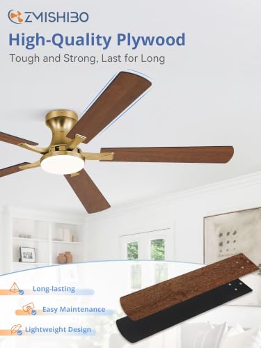 Image of ZMISHIBO 60 Inch Ceiling Fans with Lights, Remote&App Control, Flush Mount