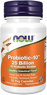 NOW Supplements, Probiotic-10™, 25 Billion, with 10 Probiotic Strains, Dairy, Soy and Gluten Free, Strain Verified, 50 Veg Capsules