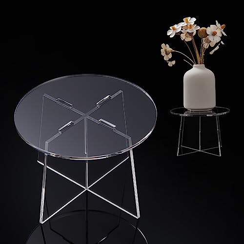 Baoswi 15 x 10 cm Mini Plant Stand Indoor, Acrylic Desktop Display Stand, Desktop Round Riser Shelf for Flower Pots Table Display Rack for Event Decor (Clear)