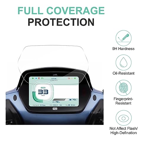 Image of Wisely Premium Screen Guard for TVS iQUBE S Ev Scooter (7-inch) Touch Display Protector, Easy installation kit, HD Clear, Full Cover
