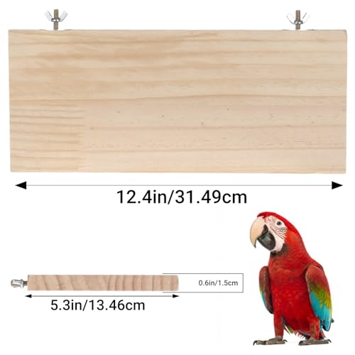 Image of 3 Pack Bird Perch Stand, Parrot Wood Platform, Natural Wooden Perch Toys Playground Cage for Conure, Chinchilla, Parakeet, Budgie, Cockatiel