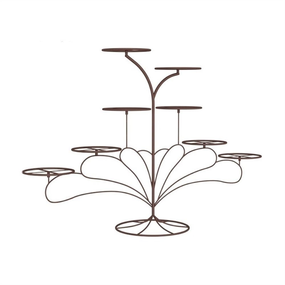 Présentoir à gâteaux multicouche avec cloche pour buffet de mariage marron
