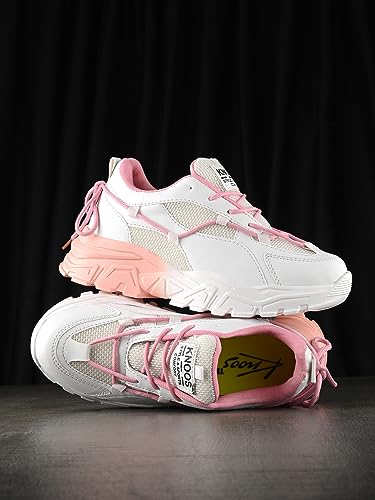 Image of KNOOS Stylish Trendy Lightweight Canvas Casual High Top Sneaker Shoes For Women's & Girls| Sneakers| White UK