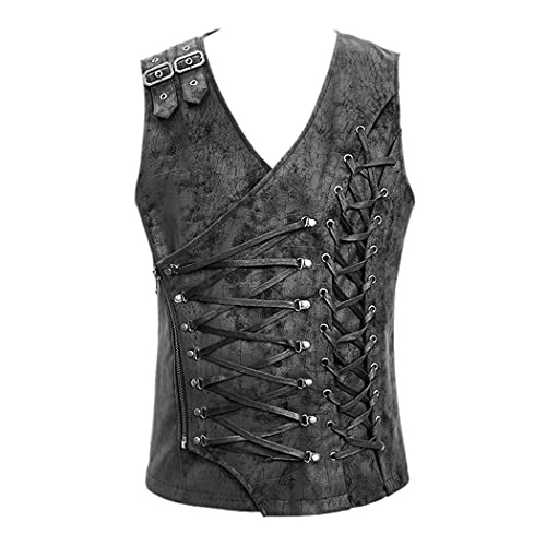 Gilet sans manches punk pour homme col en V pour look biker